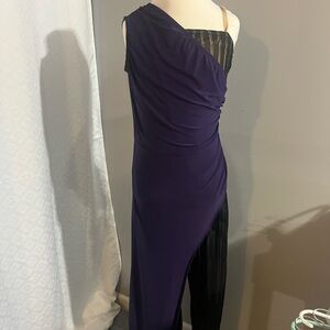 Elegant Purple One-Shoulder Competition Dance Dress Custom Adult Small